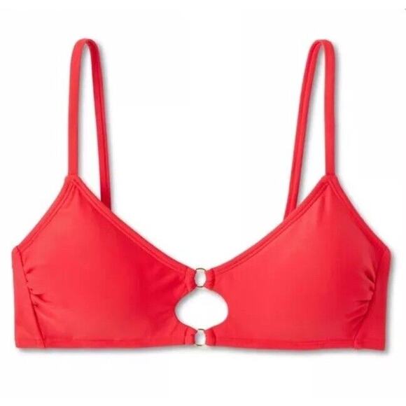 Wild Fable Red and Gold Dual Ring Keyhole Bralette Bikini Top Size XS - Picture 4 of 14